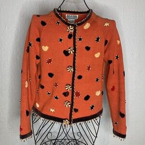 Jack B Quick Halloween Fall Beaded Cardigan